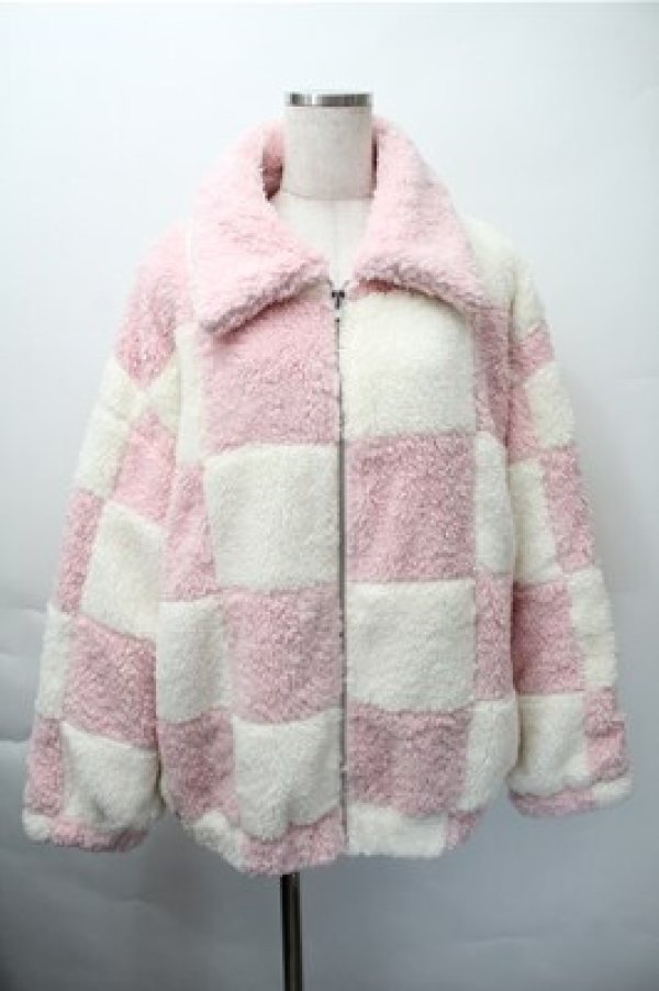 画像1: Candy Stripper / ボアジャケット  ピンクｘオフ S-25-11-09-043-PU-JA-AS-ZS (1)