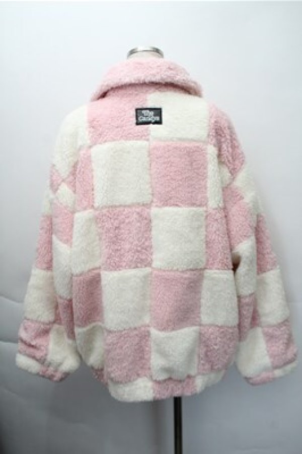 画像2: Candy Stripper / ボアジャケット  ピンクｘオフ S-25-11-09-043-PU-JA-AS-ZS (2)