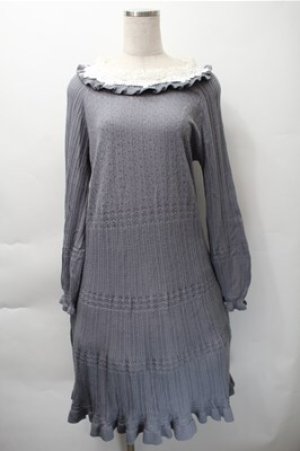 画像: axes femme / ローズレースニットワンピース  ブルー S-25-11-09-047-AX-OP-AS-ZS