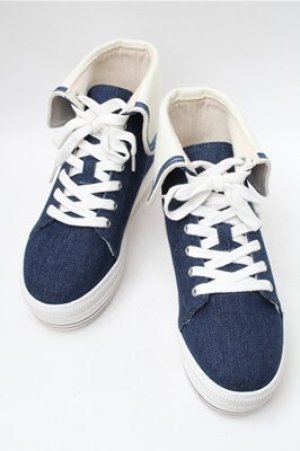 画像: PINK HOUSE / セーラーカラーハイカットスニーカー S 紺 S-25-11-09-013-LO-SH-SZ-ZS