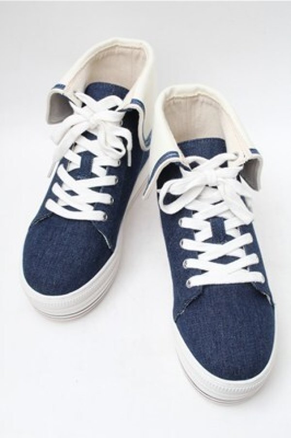 画像1: PINK HOUSE / セーラーカラーハイカットスニーカー S 紺 S-25-11-09-013-LO-SH-SZ-ZS (1)