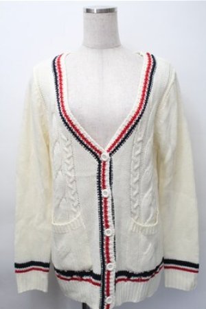 画像: Tralala / ラインカーディガン  オフ S-25-11-09-022-LO-TO-AS-ZS