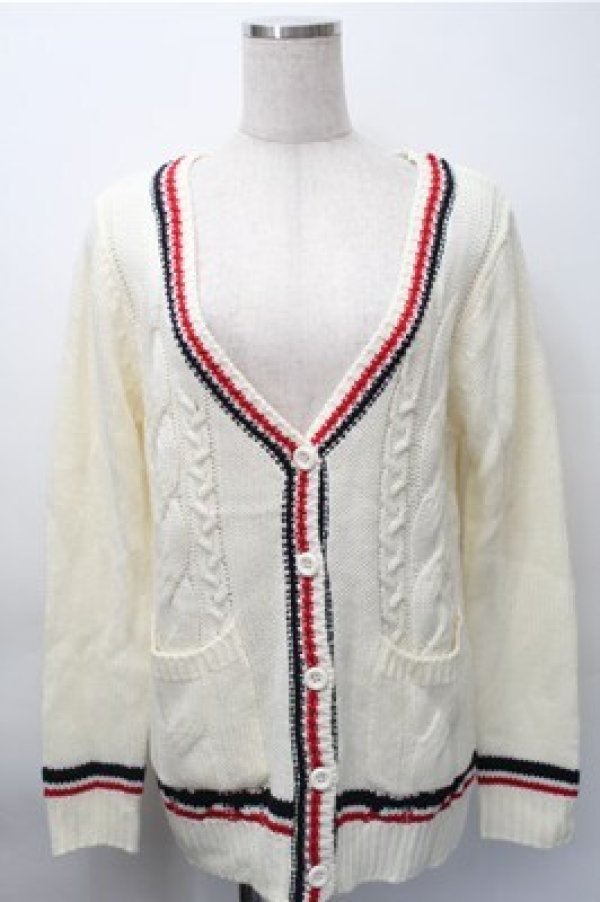 画像1: Tralala / ラインカーディガン  オフ S-25-11-09-022-LO-TO-AS-ZS (1)