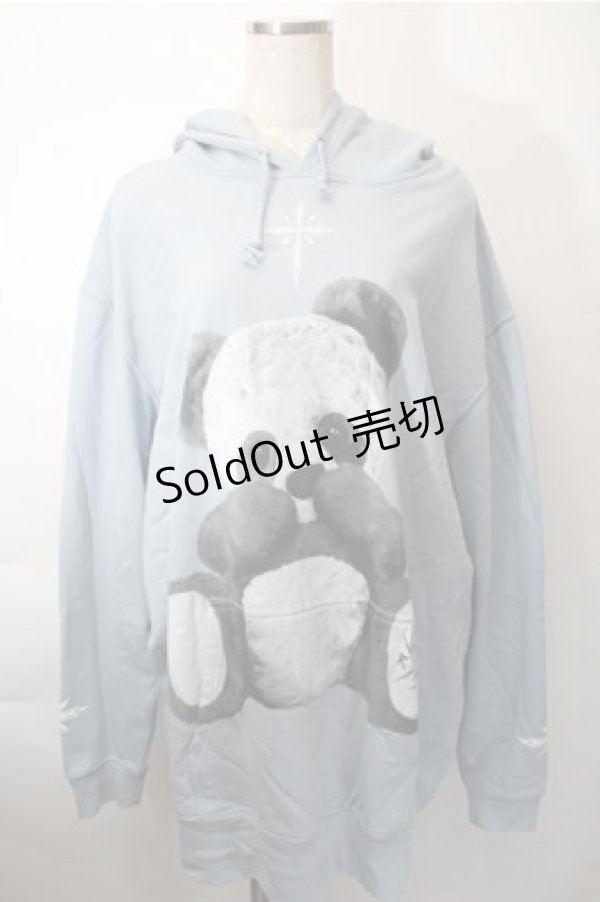 画像1: TRAVAS TOKYO / Furry panda hoodie パンダプリント プルオーバーパーカー  サックス S-25-11-09-026-PU-TO-HR-ZS (1)