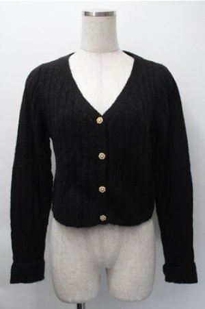 画像: an another angelus / パールボタンニットカーディガン  黒 S-25-11-09-028-CA-TO-AS-ZS