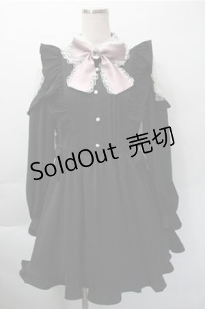 画像: Ank Rouge / レース衿リボンギャザーワンピース M 黒 S-25-11-09-030-CA-OP-HR-ZS