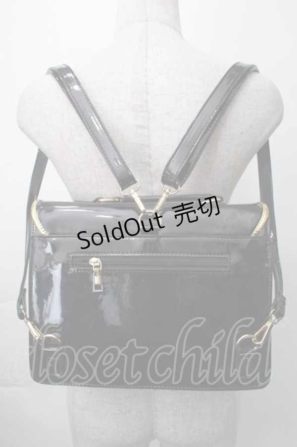 画像4: 中国ロリータ / エナメルクロスバッグ  黒ｘゴールド S-25-11-10-011-LO-BG-HR-ZS (4)