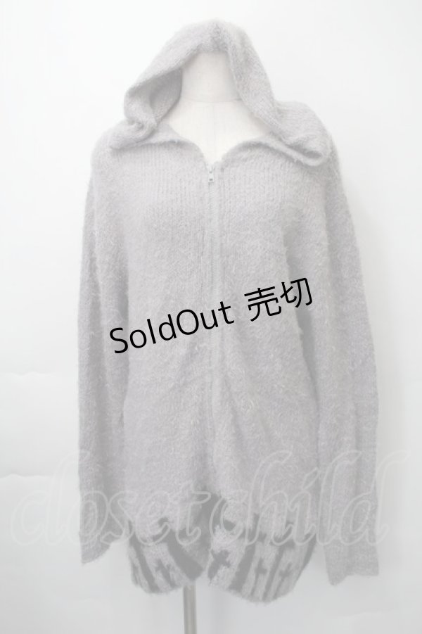 画像1: PUTUMAYO / 裾クロスシャギーニットパーカー  グレー S-25-11-10-017-PT-TO-HR-ZS (1)