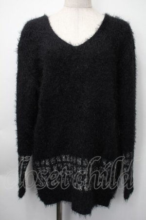 画像: HYSTERIC GLAMOUR / サイドボタンシャギーニット  黒 S-25-11-10-021-PU-TO-HR-ZS