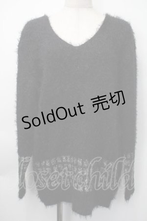 画像: HYSTERIC GLAMOUR / サイドボタンシャギーニット  黒 S-25-11-10-021-PU-TO-HR-ZS