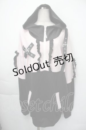 画像: Ank Rouge / Be mqin プルオーバー  黒ｘピンク S-25-11-10-023-CA-TS-HR-ZS