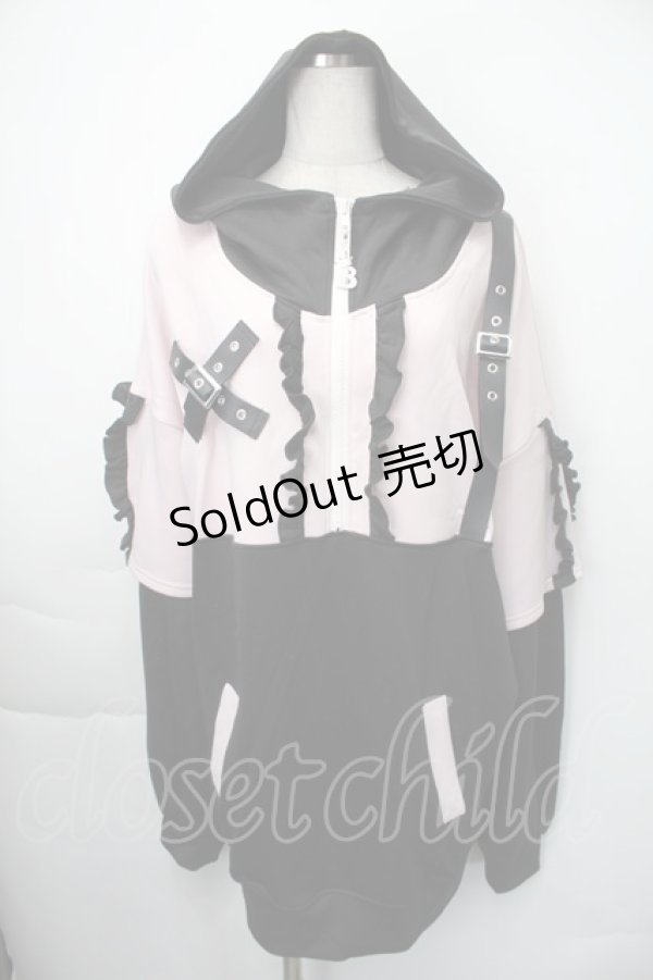 画像1: Ank Rouge / Be mqin プルオーバー  黒ｘピンク S-25-11-10-023-CA-TS-HR-ZS (1)