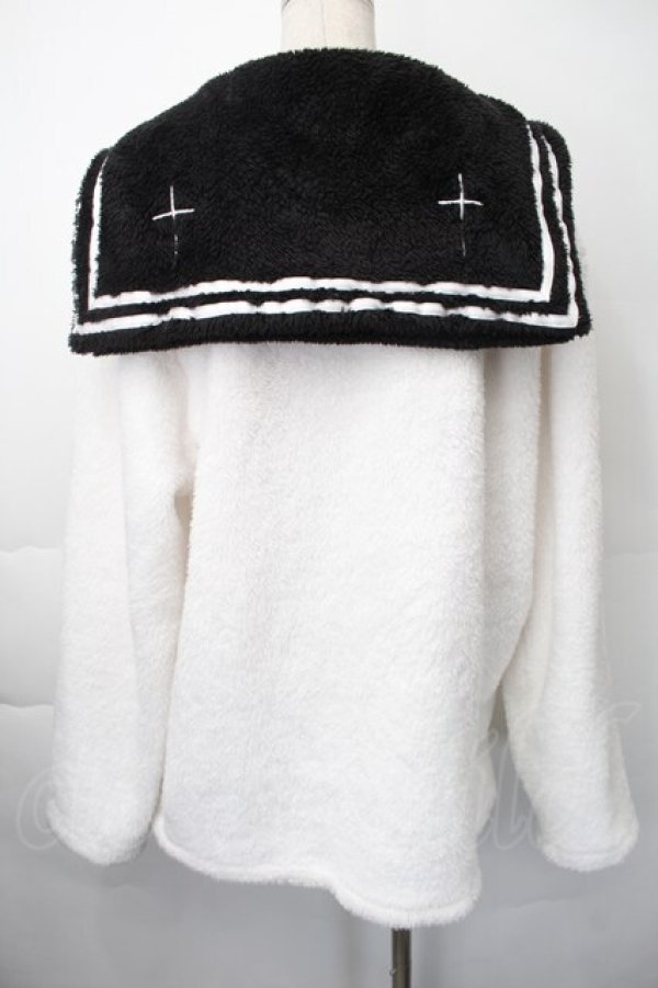 画像2: TRAVAS TOKYO / セーラージップボアブルゾン  白ｘ黒 S-25-11-10-025-PU-TO-HR-ZS (2)