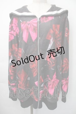 画像: TRAVAS TOKYO / Kill ribbons Sailor collar zip スウェット  黒ｘ赤 S-25-11-10-029-PU-TO-HR-ZS