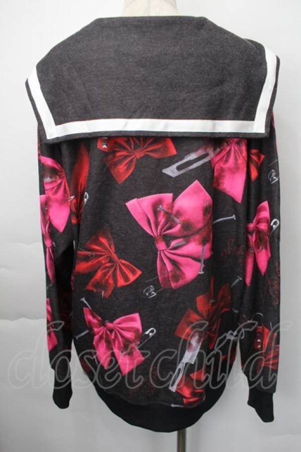 画像2: TRAVAS TOKYO / Kill ribbons Sailor collar zip スウェット  黒ｘ赤 S-25-11-10-029-PU-TO-HR-ZS (2)