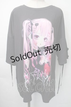画像: REFLEM / REFLEM×negi コラボTシャツ  黒ｘピンク S-25-11-10-030-PU-TO-HR-ZS
