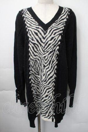 画像: HYSTERIC GLAMOUR / ゼブラロングニット  黒ｘ白 S-25-11-10-033-PU-TS-HR-ZS