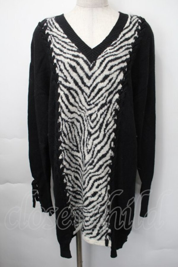 画像1: HYSTERIC GLAMOUR / ゼブラロングニット  黒ｘ白 S-25-11-10-033-PU-TS-HR-ZS (1)