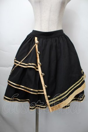 画像: To Alice / ミリタリースカート  黒ｘゴールド S-25-11-10-052-LO-SK-HR-ZS