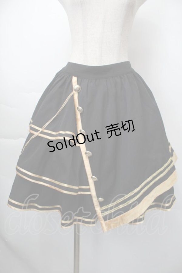 画像1: To Alice / ミリタリースカート  黒ｘゴールド S-25-11-10-052-LO-SK-HR-ZS (1)