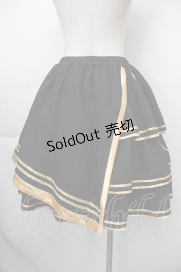 画像2: To Alice / ミリタリースカート  黒ｘゴールド S-25-11-10-052-LO-SK-HR-ZS (2)