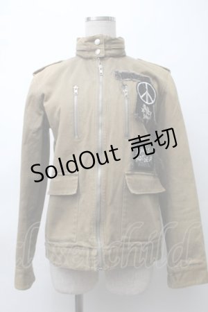 画像: HELL CAT PUNKS / ワッペンミリタリージャケット  カーキ S-25-11-12-010-PU-JA-HR-ZS