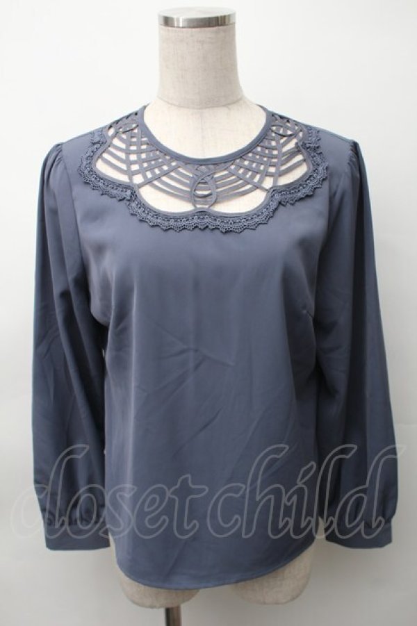 画像1: an another angelus / ラインヨークプルオーバーブラウス  ブルーグレー S-25-11-12-014-CA-BL-AS-ZS (1)