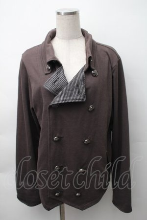 画像: ALGONQUINS / ストライプ切替ジャケット  ブラウン S-25-11-12-016-AL-TO-HR-ZS