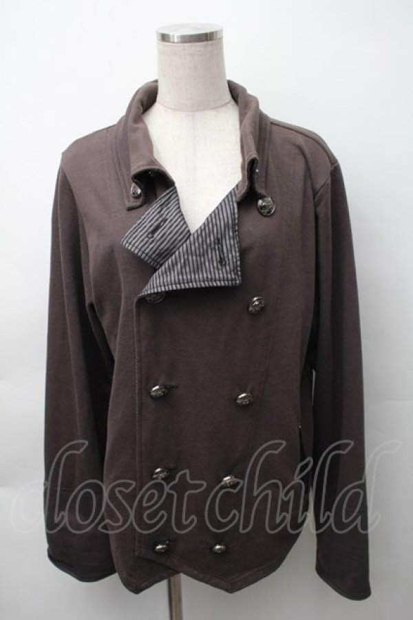 画像1: ALGONQUINS / ストライプ切替ジャケット  ブラウン S-25-11-12-016-AL-TO-HR-ZS (1)