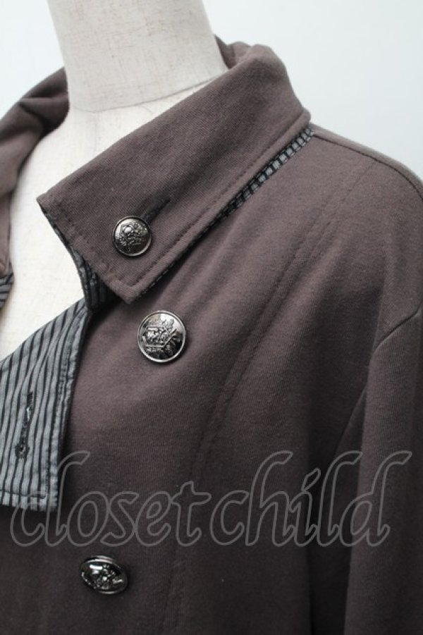 画像3: ALGONQUINS / ストライプ切替ジャケット  ブラウン S-25-11-12-016-AL-TO-HR-ZS (3)