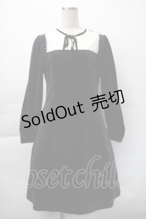 画像: axes femme POETIQUE / レースブロッキングベロアワンピース  黒ｘ白 S-25-11-12-054-AX-OP-AS-ZS