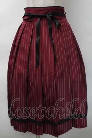 画像: axes femme / ストライププリーツミディスカート  ワイン S-25-11-12-056-AX-SK-AS-ZS