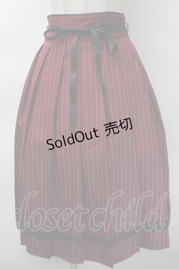 画像1: axes femme / ストライププリーツミディスカート  ワイン S-25-11-12-056-AX-SK-AS-ZS (1)