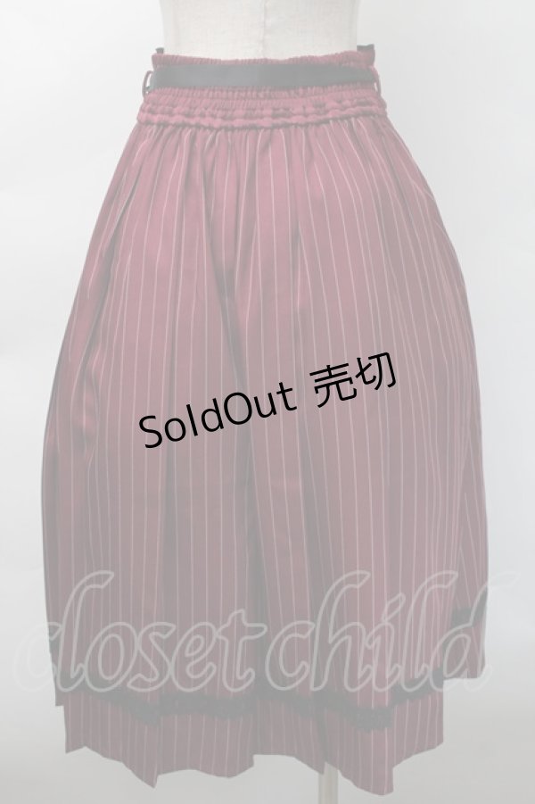 画像2: axes femme / ストライププリーツミディスカート  ワイン S-25-11-12-056-AX-SK-AS-ZS (2)