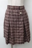 画像1: axes femme / チェックボタンスカート  ブラウン S-25-11-13-053-AX-OP-HR-ZS (1)