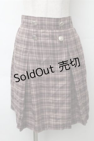 画像: axes femme / チェックボタンスカート  ブラウン S-25-11-13-053-AX-OP-HR-ZS