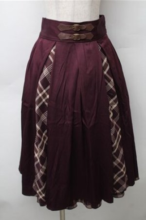 画像: axes femme / チェック切替スカート  エンジ S-25-11-13-055-AX-SK-ET-ZS