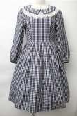 画像1: Emily Temple cute / 襟レースギンガムワンピース  紺ｘ白 S-25-11-13-064-ET-OP-HR-ZS (1)