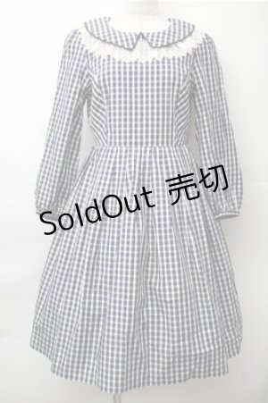 画像: Emily Temple cute / 襟レースギンガムワンピース  紺ｘ白 S-25-11-13-064-ET-OP-HR-ZS