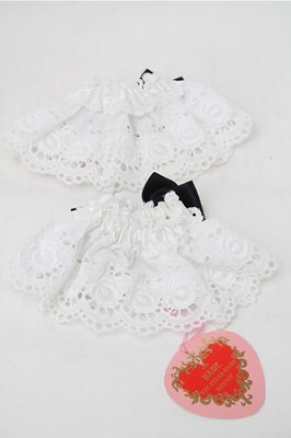 画像2: BABY,THE STARS SHINE BRIGHT / サテンリボンの綿レースお袖とめ  白ｘ黒 S-25-11-13-002-BA-ZA-AS-ZS (2)