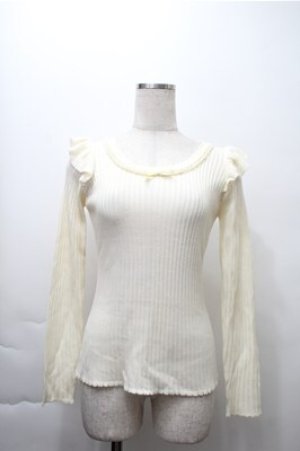 画像: Ank Rouge / デコルテパールリブカットソー  アイボリー S-25-11-13-022-CA-BL-HR-ZS