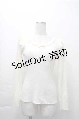 画像: Ank Rouge / デコルテパールリブカットソー  アイボリー S-25-11-13-022-CA-BL-HR-ZS