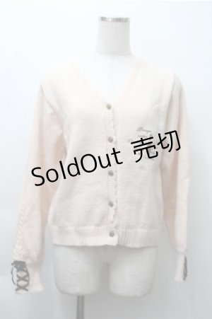 画像: axes femme / ディテクティブ刺繍ニットカーディガン  オフ S-25-11-13-023-AX-TO-AS-ZS