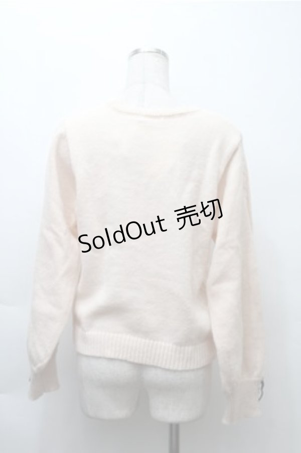 画像2: axes femme / ディテクティブ刺繍ニットカーディガン  オフ S-25-11-13-023-AX-TO-AS-ZS (2)