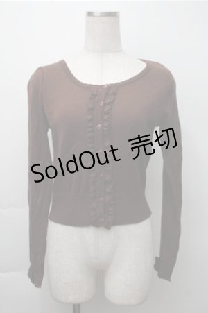 画像: Ank Rouge / ハートボタンフリルニットカーディガン  ブラウン S-25-11-13-032-CA-TO-HR-ZS