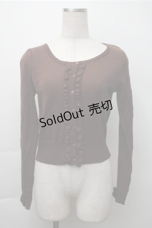 画像1: Ank Rouge / ハートボタンフリルニットカーディガン  ブラウン S-25-11-13-032-CA-TO-HR-ZS (1)