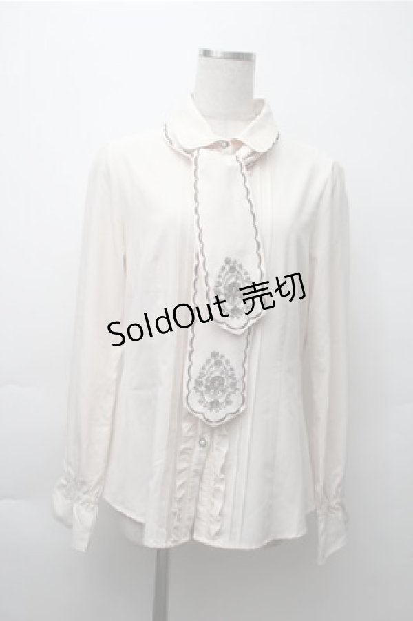 画像1: axes femme / 刺繍リボンブラウス  オフ S-25-11-13-036-AX-BL-AS-ZS (1)