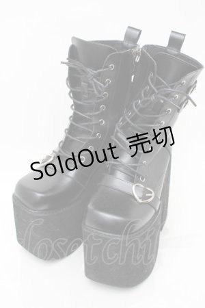 画像: NieR Clothing / ハートバックル厚底ブーツ  黒 S-25-11-14-001-PU-SH-HR-ZS