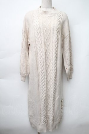 画像: axes femme / 裾ボタンニットワンピース  アイボリー S-25-11-14-033-AX-OP-HR-ZS