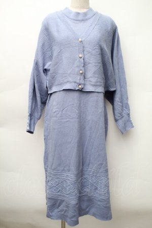 画像: axes femme / ニットアンサンブルカーディガンｘワンピース  ブルー S-25-11-14-037-AX-TO-HR-ZS